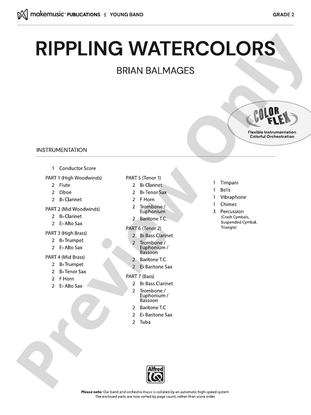 Rippling Watercolors – Concert Band Conductor Score & Parts (Digital Download)
