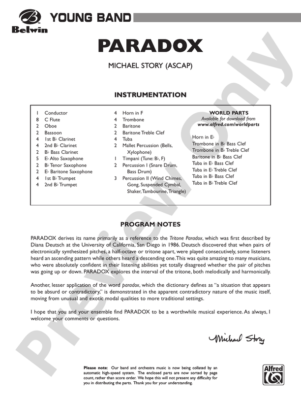Paradox - Concert Band Conductor Score & Parts (Digital Download)