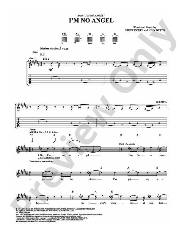 I'm No Angel - Guitar TAB (Digital Download)
