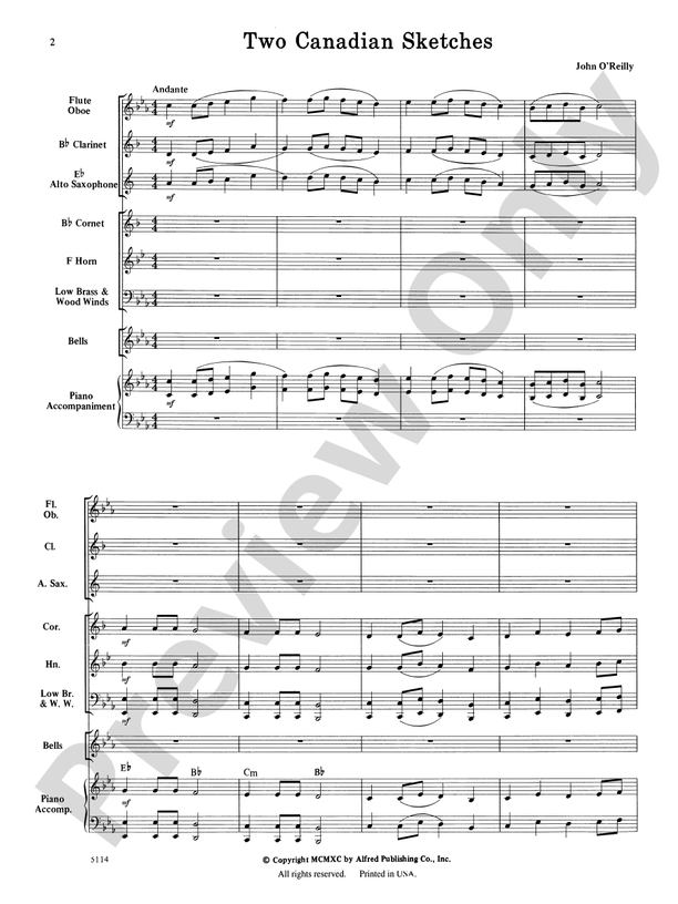 Two Canadian Sketches - Concert Band Conductor Score & Parts (Digital Download)