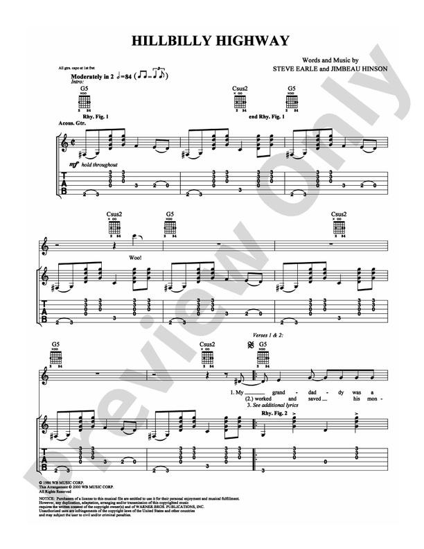 Hillbilly Highway - Guitar TAB (Digital Download)