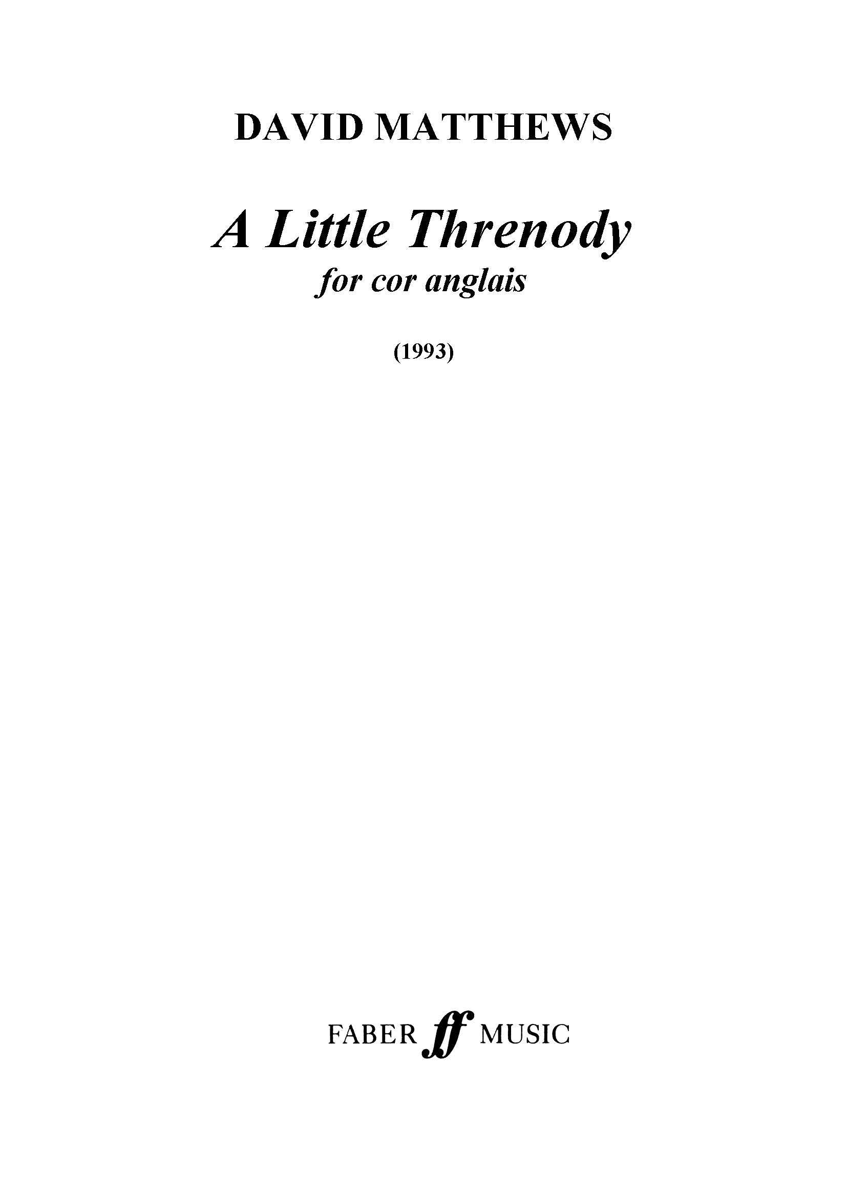 A Little Threnody - Cor Anglais (Digital Download)