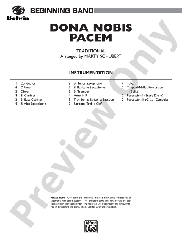 Dona Nobis Pacem - Concert Band Conductor Score & Parts (Digital Download)