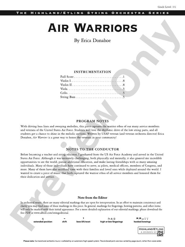 Air Warriors - String Orchestra Conductor Score & Parts (Digital Download)