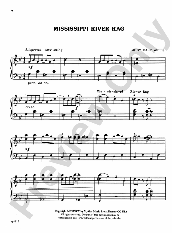 Mississippi River Rag - Piano (Digital Download)