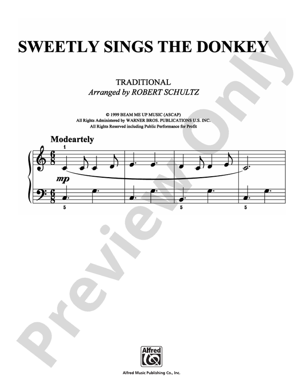 Sweetly Sings the Donkey - Arr. Robert Schultz - Easy Piano (Digital Download)