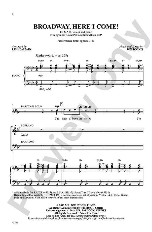 Broadway, Here I Come! – SAB Choral Octavo (Digital Download)