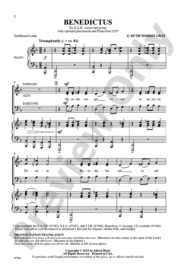 Benedictus - Ruth Morris Gray – SAB Choral Octavo (Digital Download)