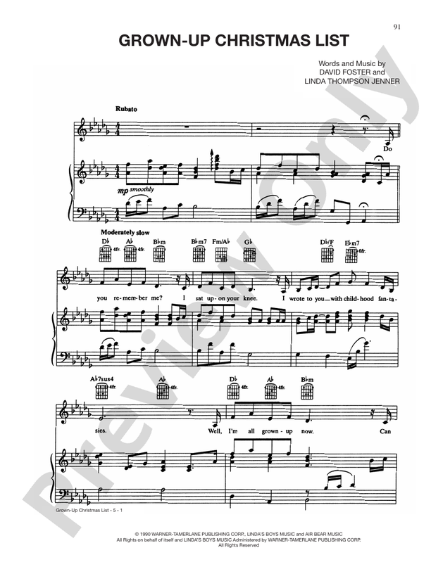 Grown-Up Christmas List - PVG - David Foster (Digital Download)