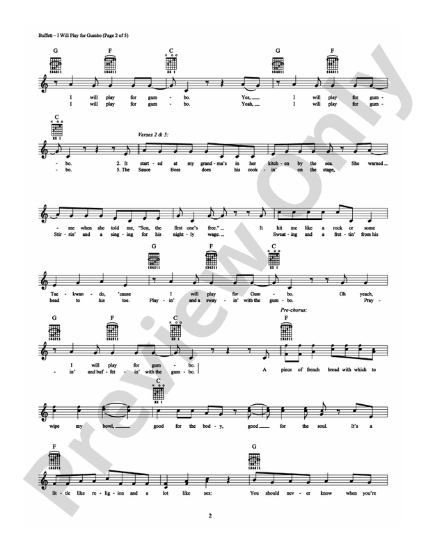 I Will Play for Gumbo - Guitar TAB (Digital Download)