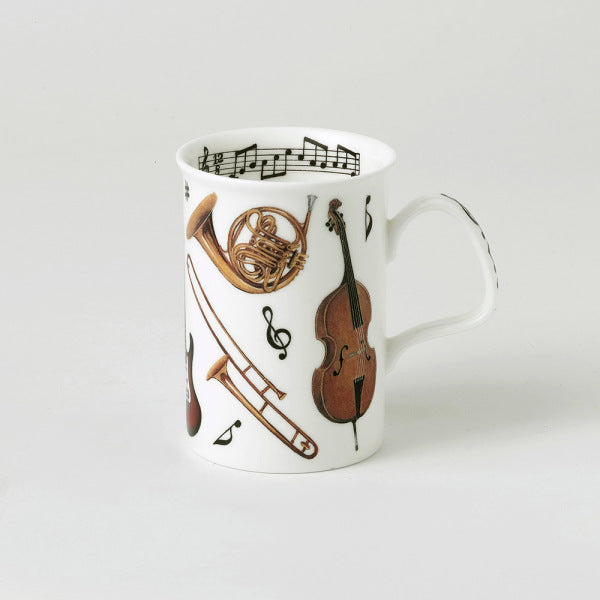 Royal Kirkham Music Mug with Violin Piano Horn and Guitar 'Concert' Design