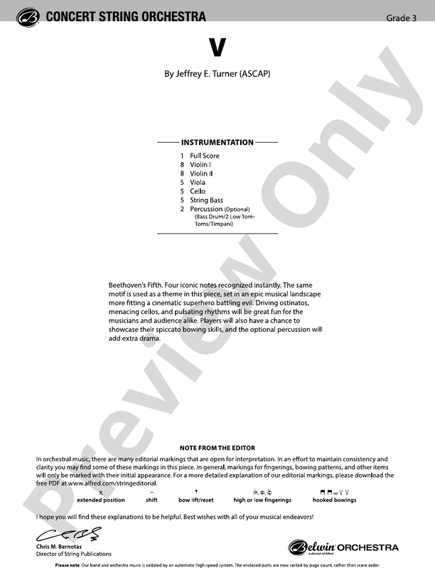 V - String Orchestra Conductor Score & Parts (Digital Download)