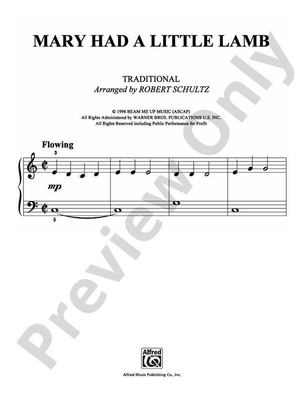 Mary Had a Little Lamb - Arr. Robert Schultz (DSM-PS-0007011) - Easy Piano (Digital Download)