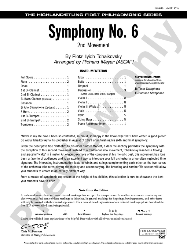 Symphony No. 6 – Full Orchestra Conductor Score & Parts (Digital Download)