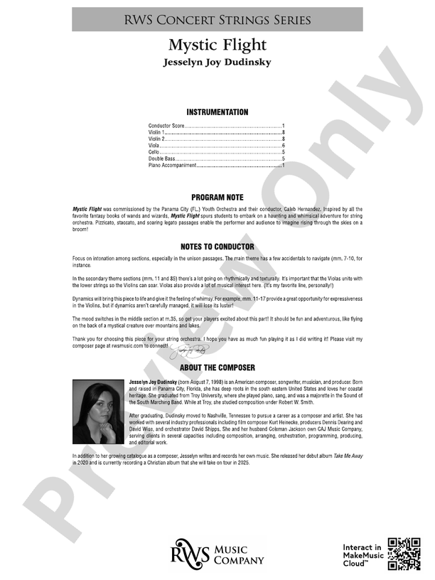 Mystic Flight - String Orchestra Conductor Score & Parts (Digital Download)