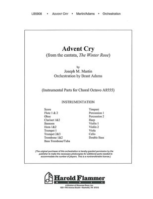 Advent Cry (from The Winter Rose) - Joseph M. Martin - SATB Shawnee Press Instrumental Parts Score/Parts