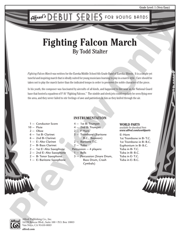 Fighting Falcon March - Concert Band Conductor Score & Parts (Digital Download)