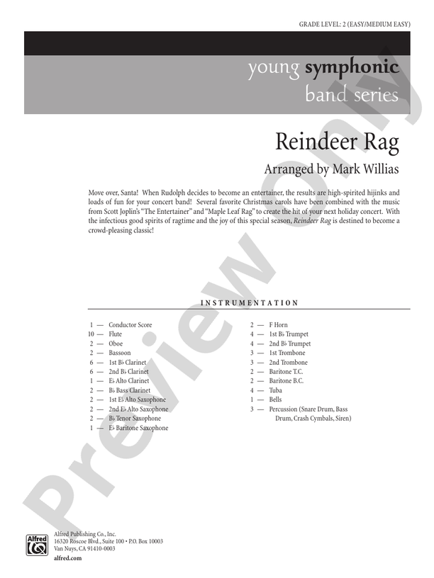 Reindeer Rag - Concert Band Conductor Score & Parts (Digital Download)
