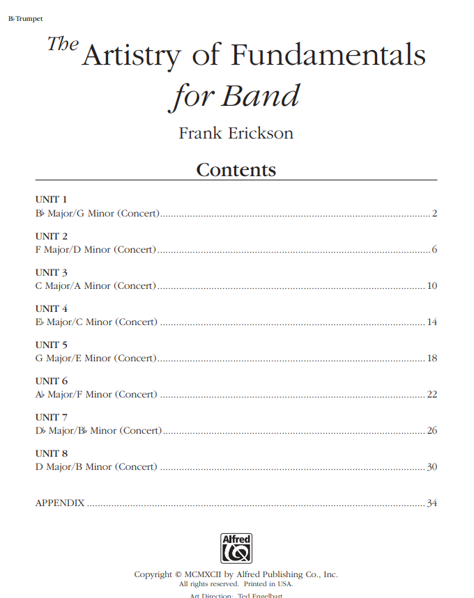 Artistry of Fundamentals for Band B Flat Trumpet