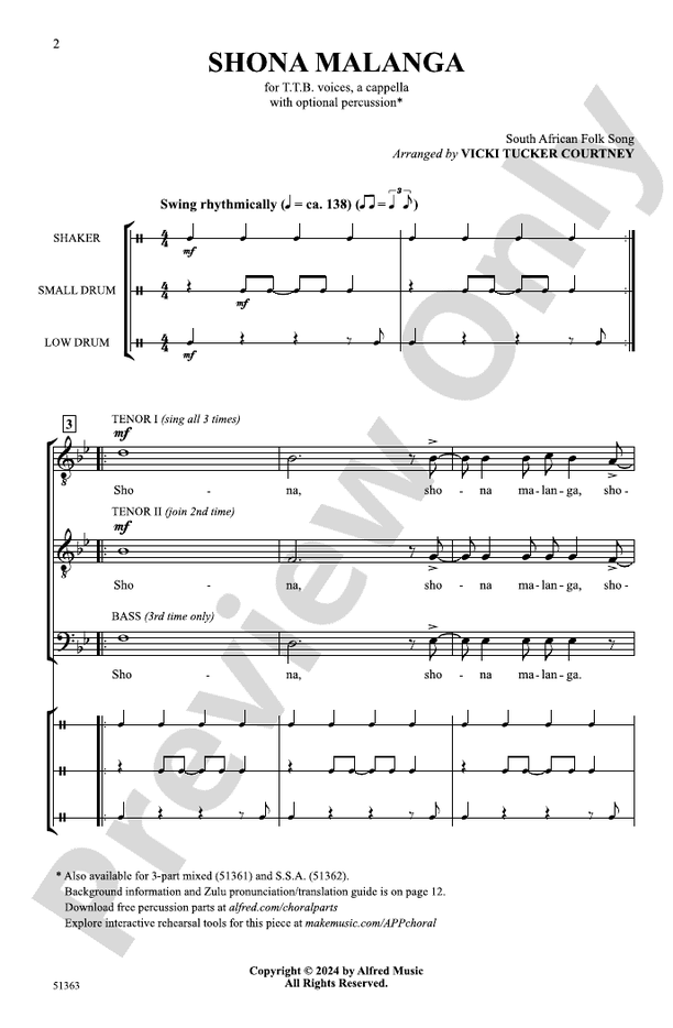 Shona Malanga - TTB A Cappella Choral Octavo (Digital Download)