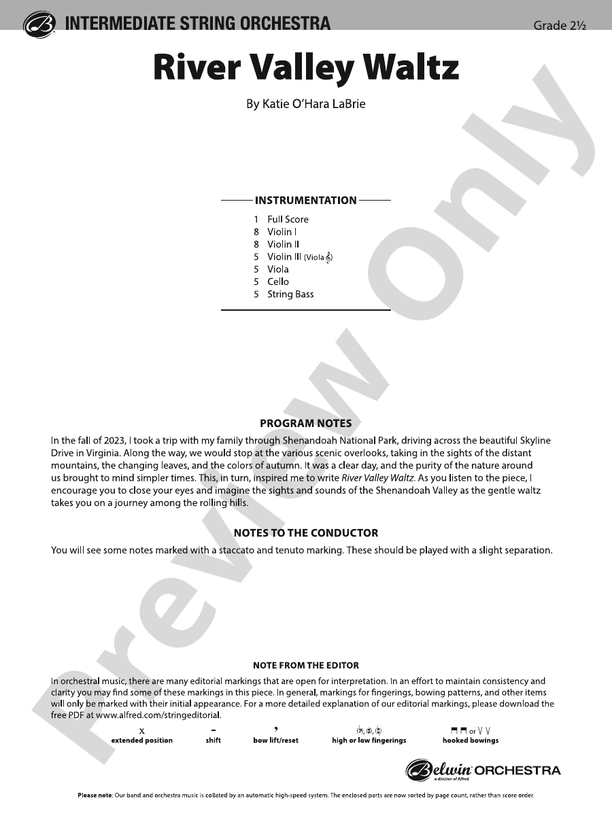 River Valley Waltz – String Orchestra Conductor Score & Parts