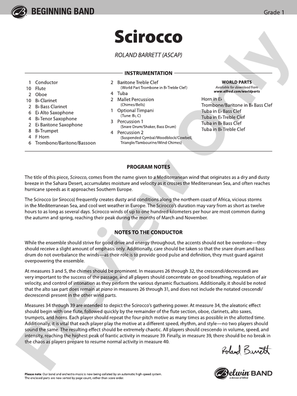 Scirocco - Concert Band Conductor Score & Parts (Digital Download)