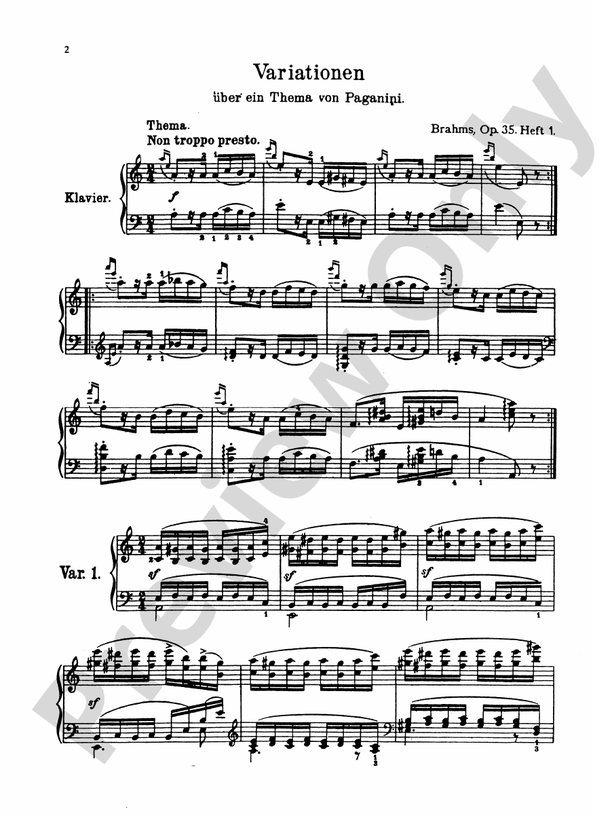 Brahms - Paganini Variations (Complete) - Piano Solo (Digital Download)