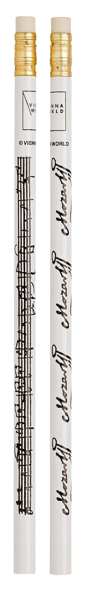 Mozart Manuscript Pencil White with Black Print and Eraser