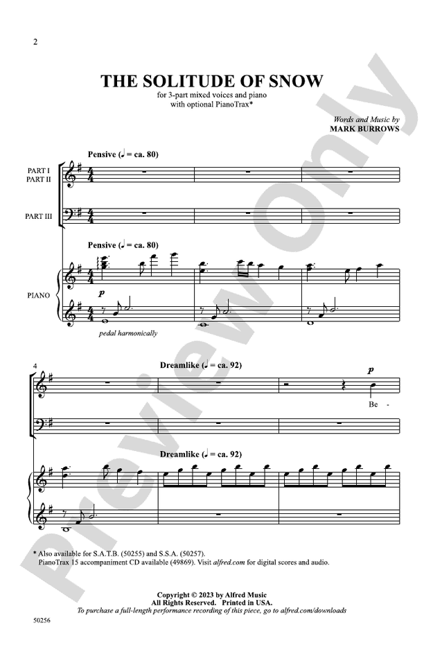 The Solitude of Snow - 3 Part Mixed Choral Octavo (Digital Download)