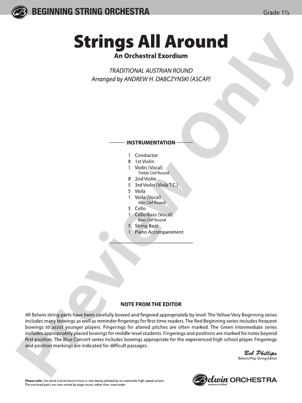 Strings All Around – String Orchestra Conductor Score & Parts (Digital Download)