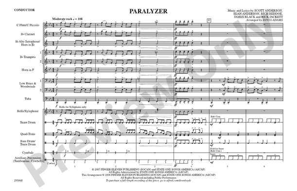 Paralyzer – Marching Band Conductor Score & Parts (Digital Download)