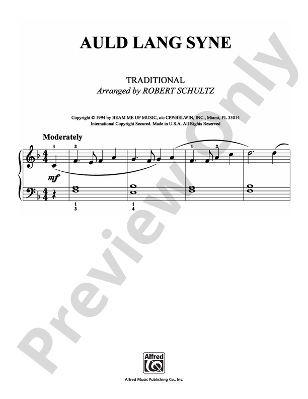 Auld Lang Syne - Arr. Robert Schultz - Easy Piano (Digital Download)