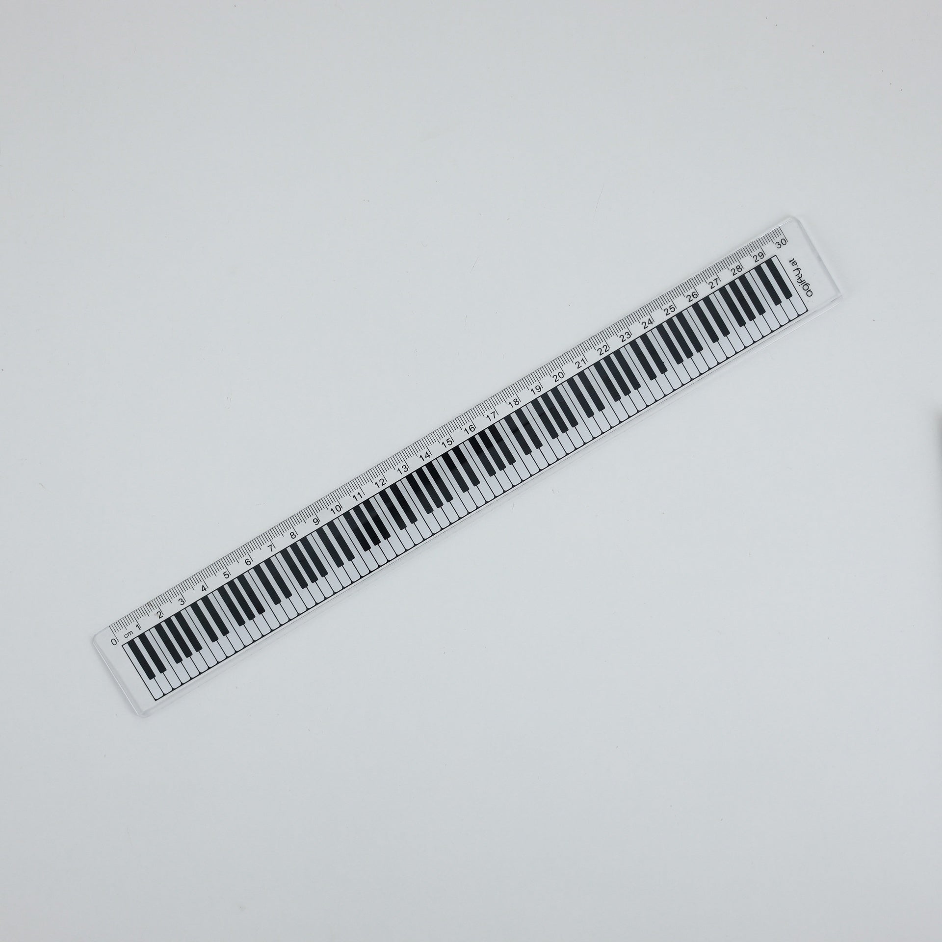 30cm Music Ruler Clear with White Piano Keyboard