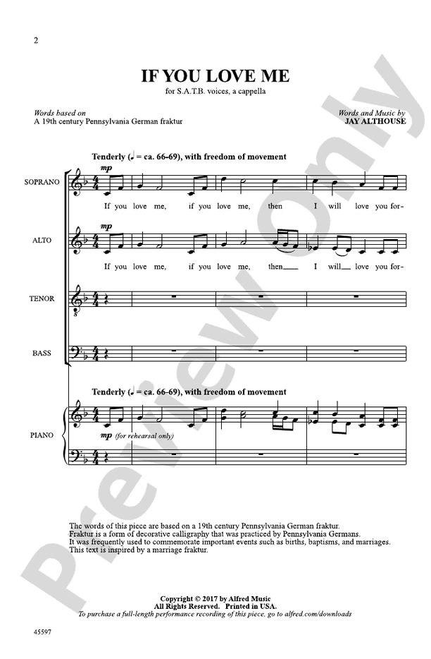 If You Love Me – SATB, a cappella Choral Octavo (Digital Download)