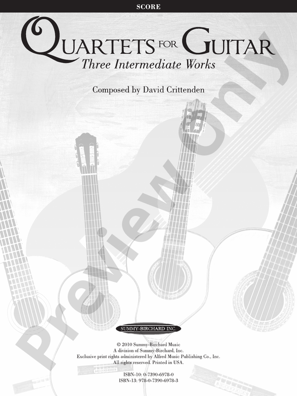 Quartets for Guitar: Three Intermediate Works - Guitar (Digital Download)