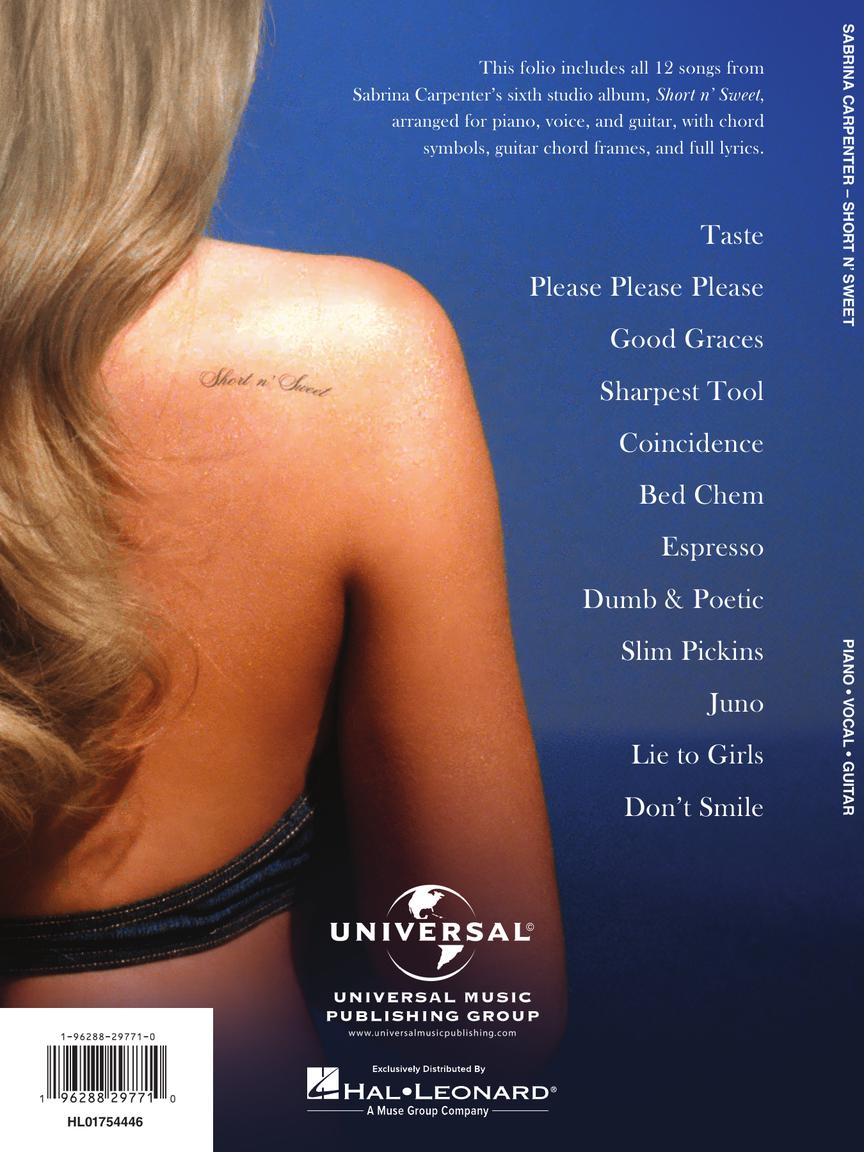 Short N' Sweet by Sabrina Carpenter - PVG by Hal Leonard 1754446