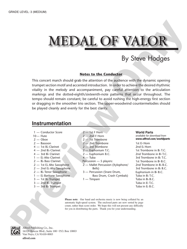 Medal of Valor - Concert Band Conductor Score & Parts (Digital Download)