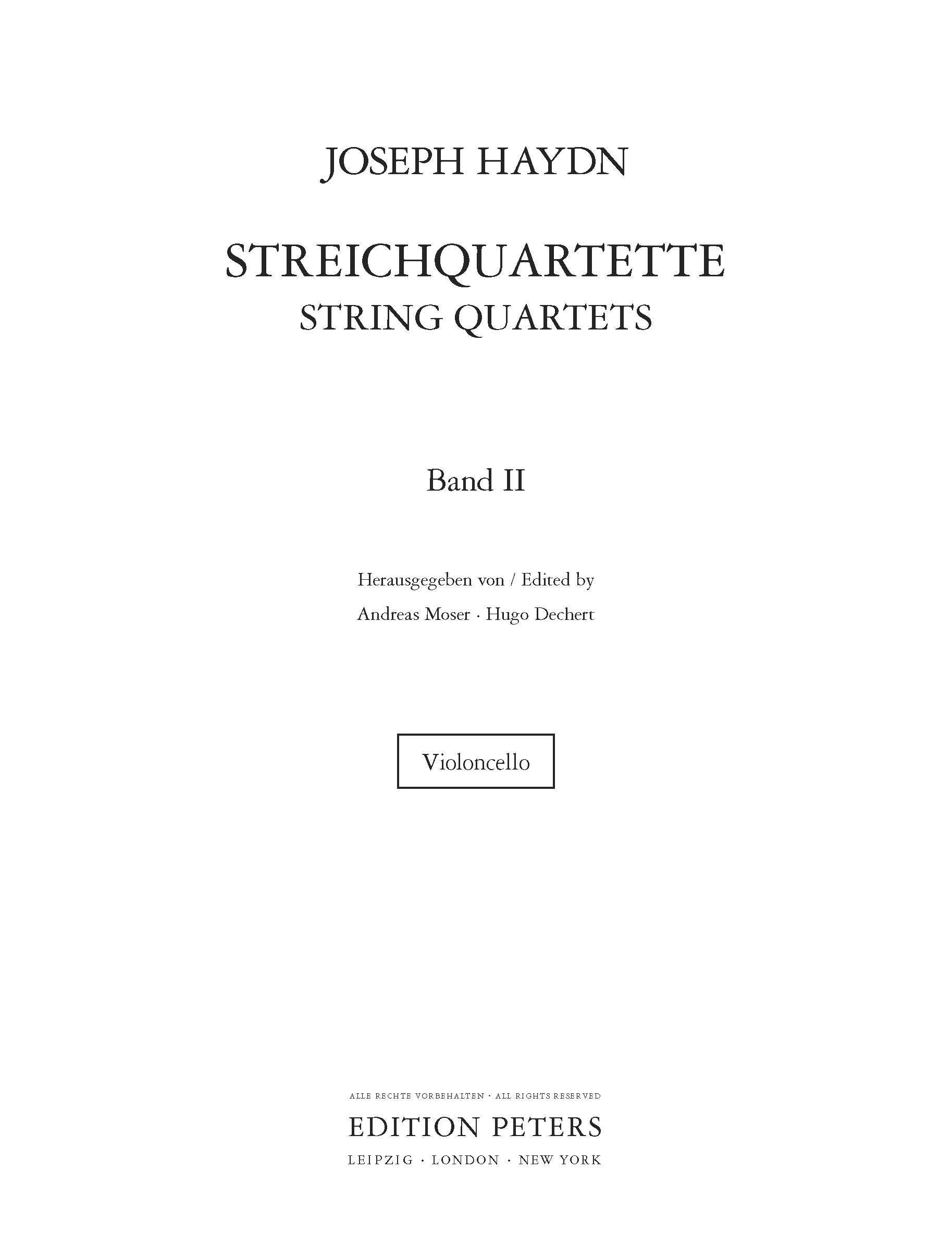 Haydn - String Quartets Complete Vol.2 - Cello (Digital Download)