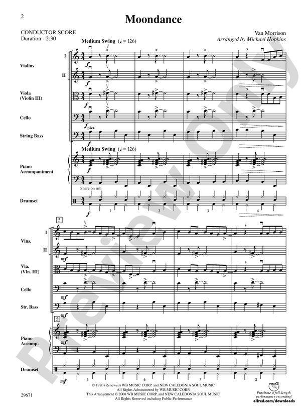 Moondance - String Orchestra Conductor Score & Parts (Digital Download)