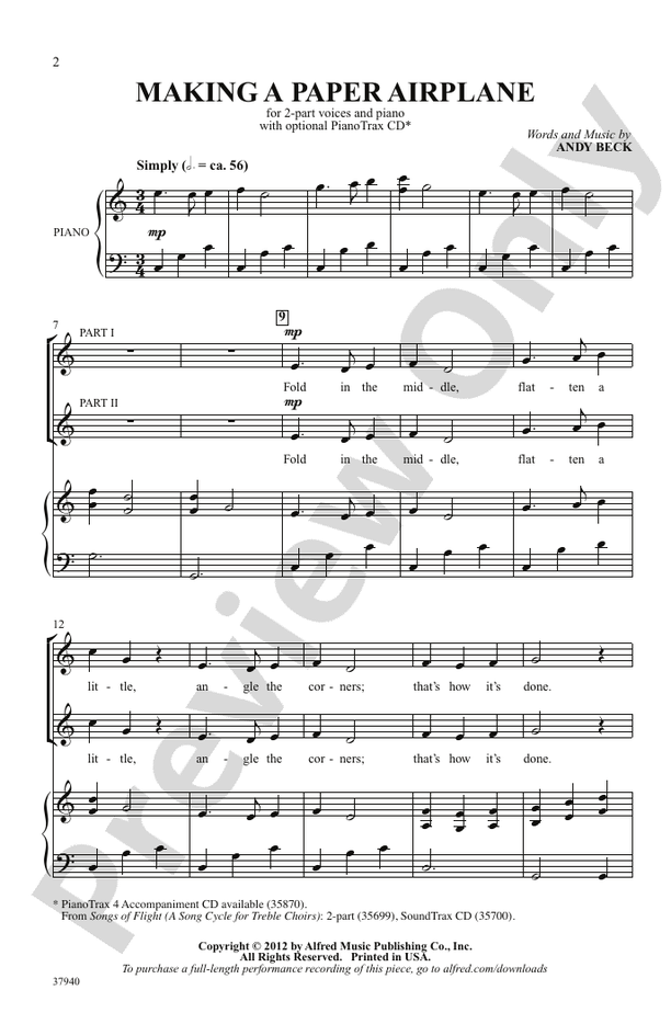 Making a Paper Airplane – 2-Part Choral Octavo (Digital Download)