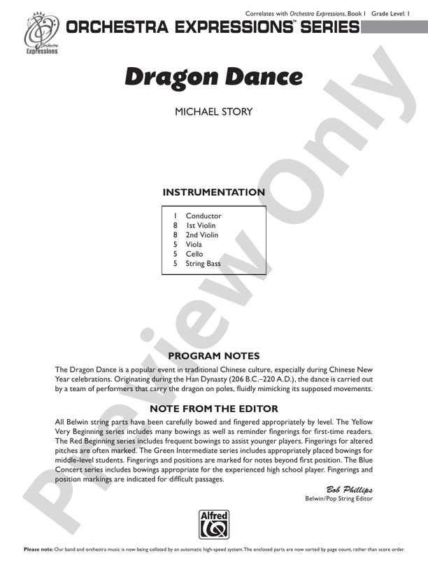 Dragon Dance – String Orchestra Conductor Score & Parts (Digital Download)