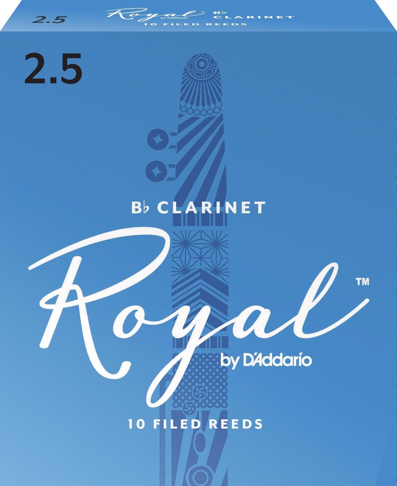 Royal Bb Clarinet Reeds, Strength 2.5, 10-Pack