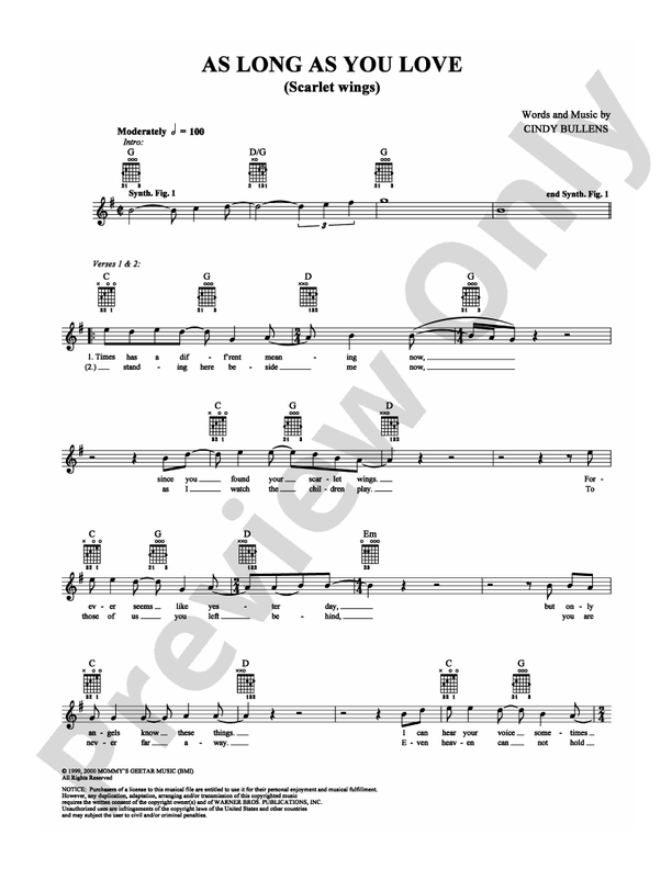 As Long as You Love (Scarlet Wings) - Guitar TAB (Digital Download)