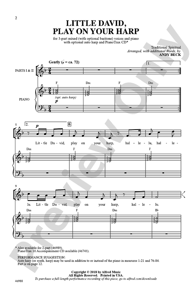 Little David, Play on Your Harp – 3-Part Mixed Choral Octavo (Digital Download)