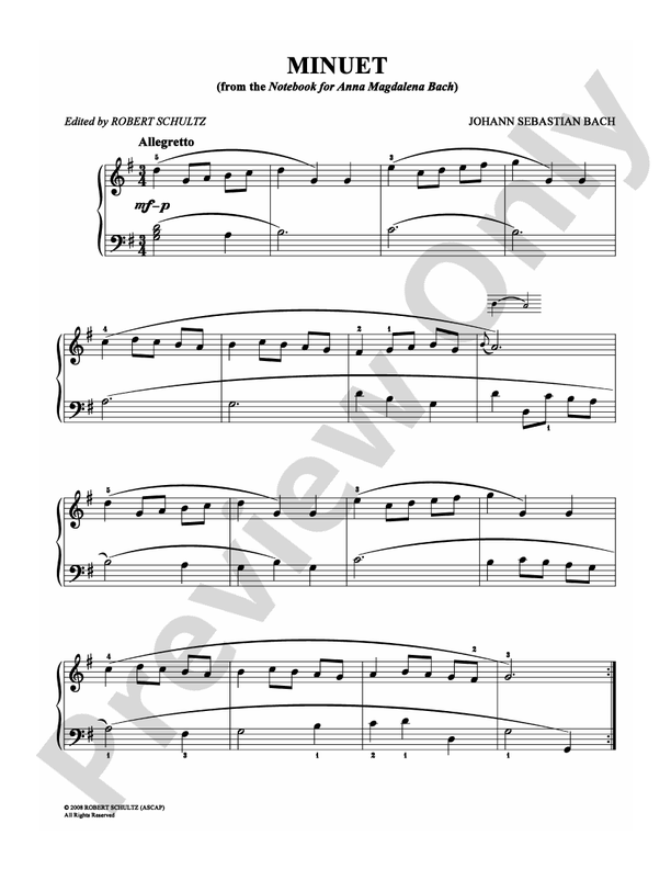 Bach - Minuet (Allegretto) - Easy Piano (Digital Download)