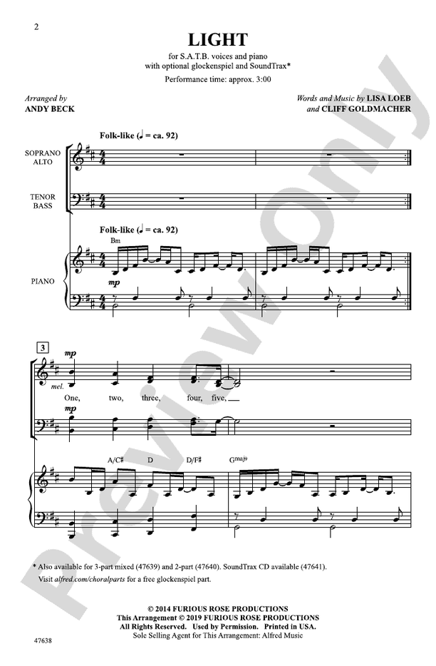 Light - Arr. Andy Beck – SATB Choral Octavo (Digital Download)