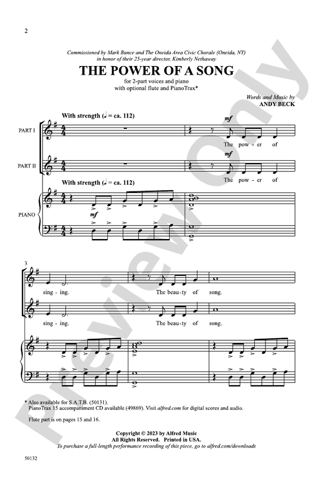 The Power of a Song - 2 Part Treble Choral Octavo (Digital Download)