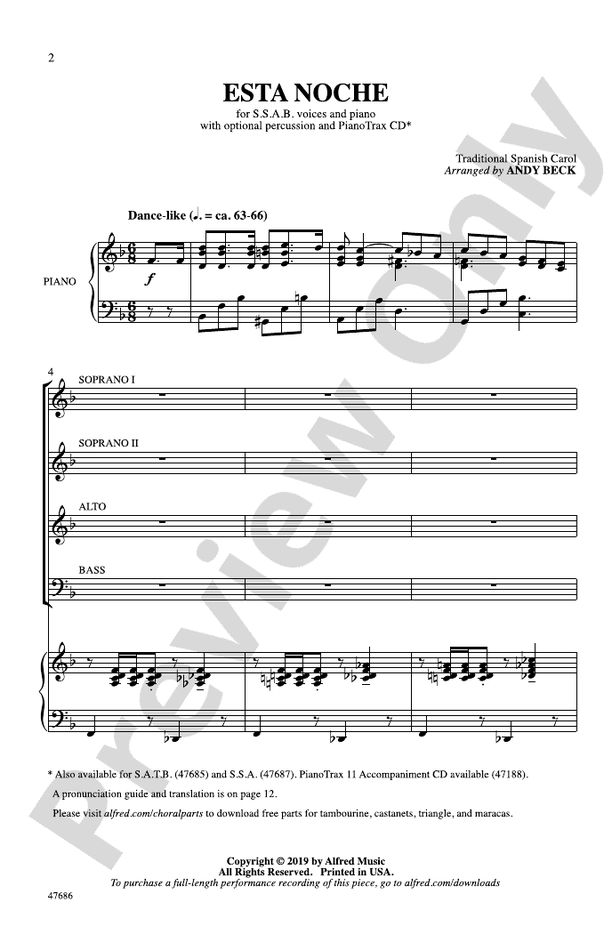 Esta Noche – SSAB Choral Octavo (Digital Download)