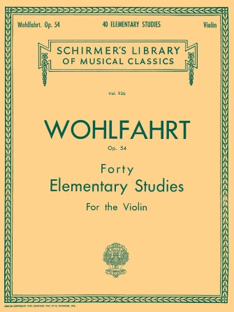 Wohlfahrt - Elementary Studies Op54 - Violin Solo Schirmer 50256980