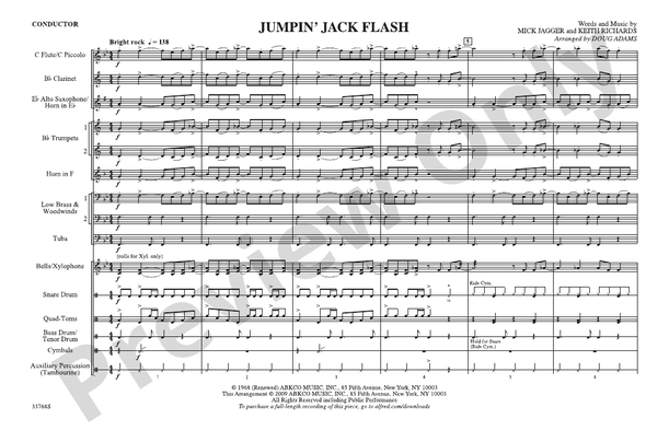 Jumpin' Jack Flash (Arr. Doug Adams) – Marching Band Conductor Score & Parts (Digital Download)